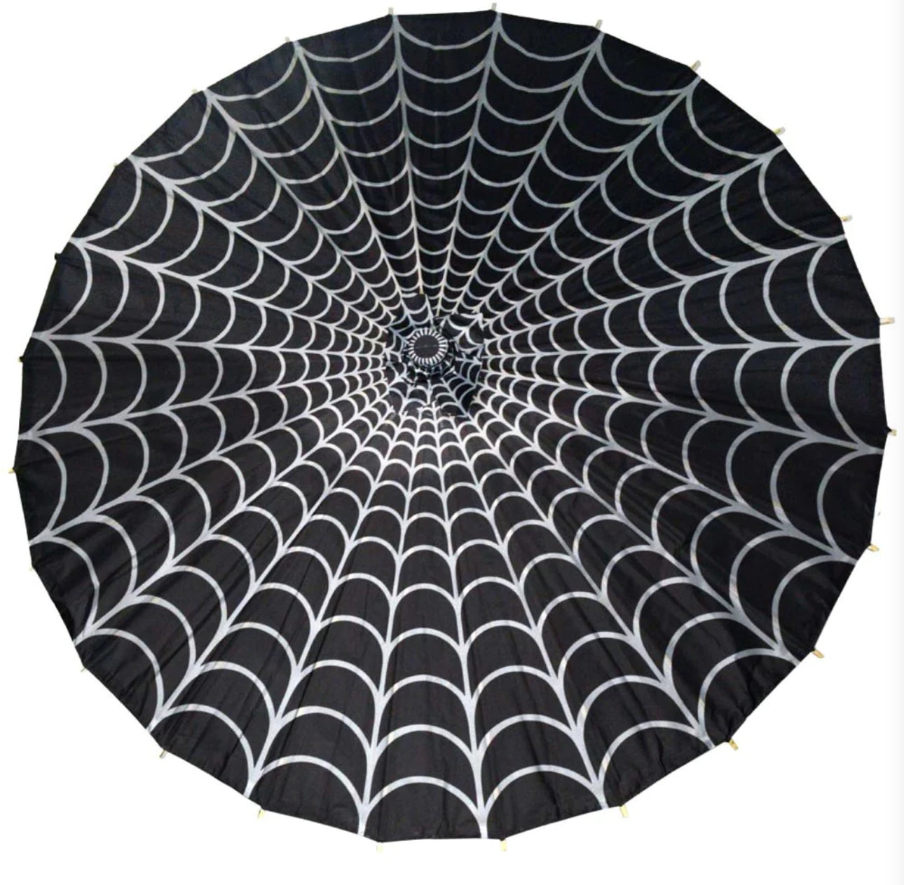 Spiderweb Grey and Black Fabric Parasol
