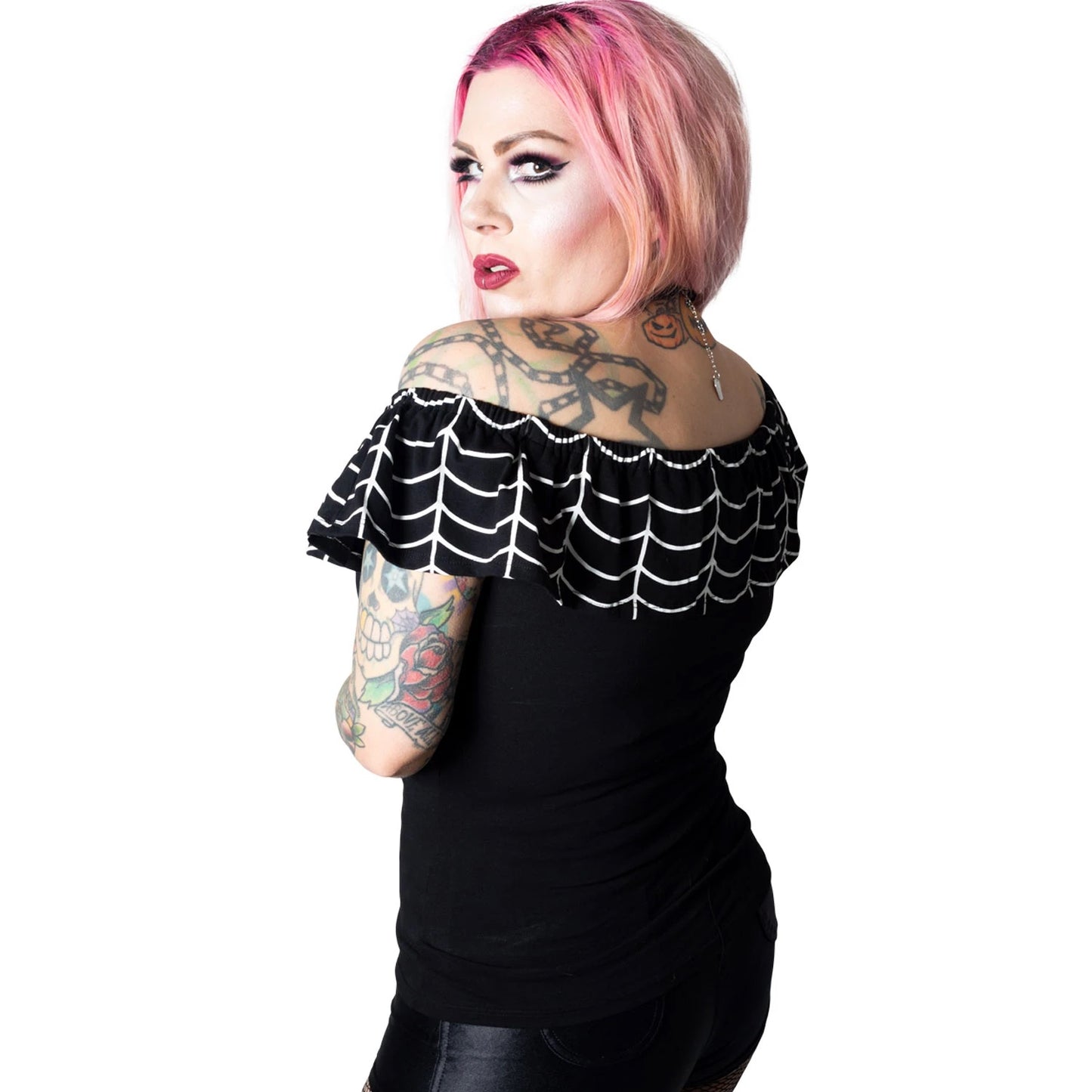 Ruffle Top Spiderweb White