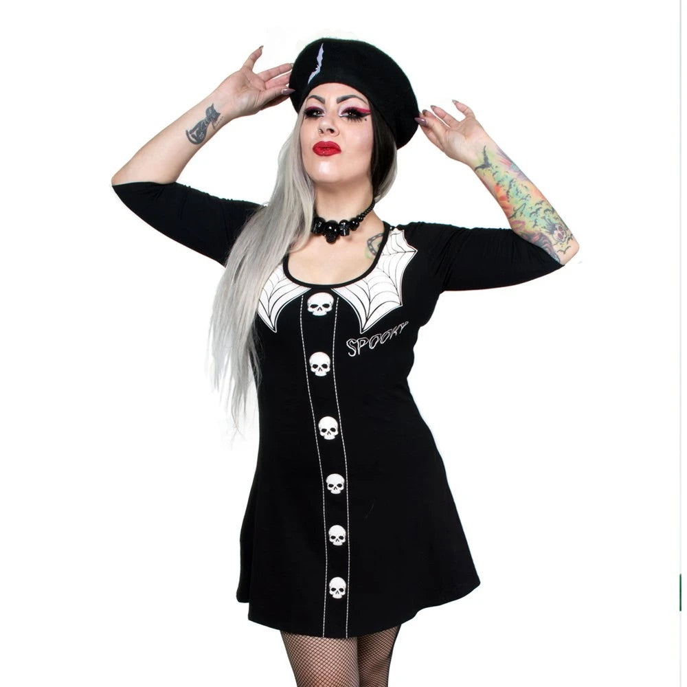 Spooky Girl Flare 3/4 Sleeve Dress