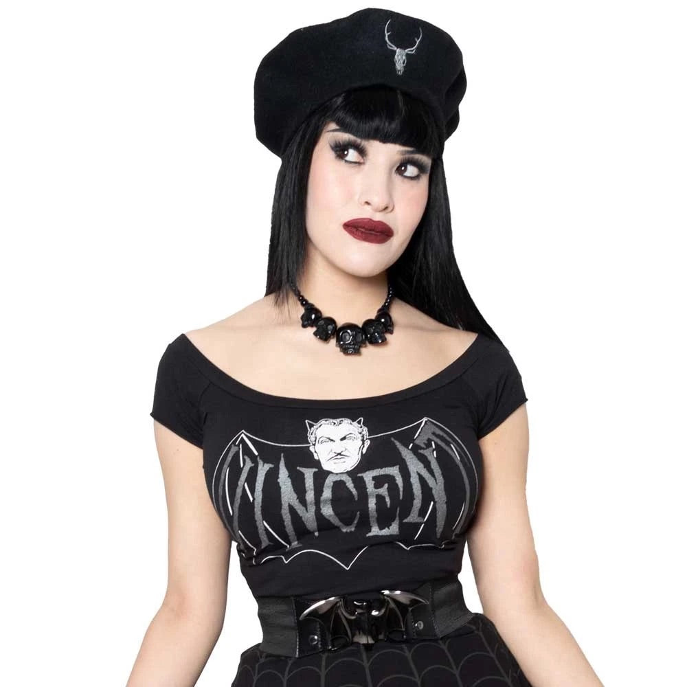 Vincent Price Devil Bat Shoulder Top