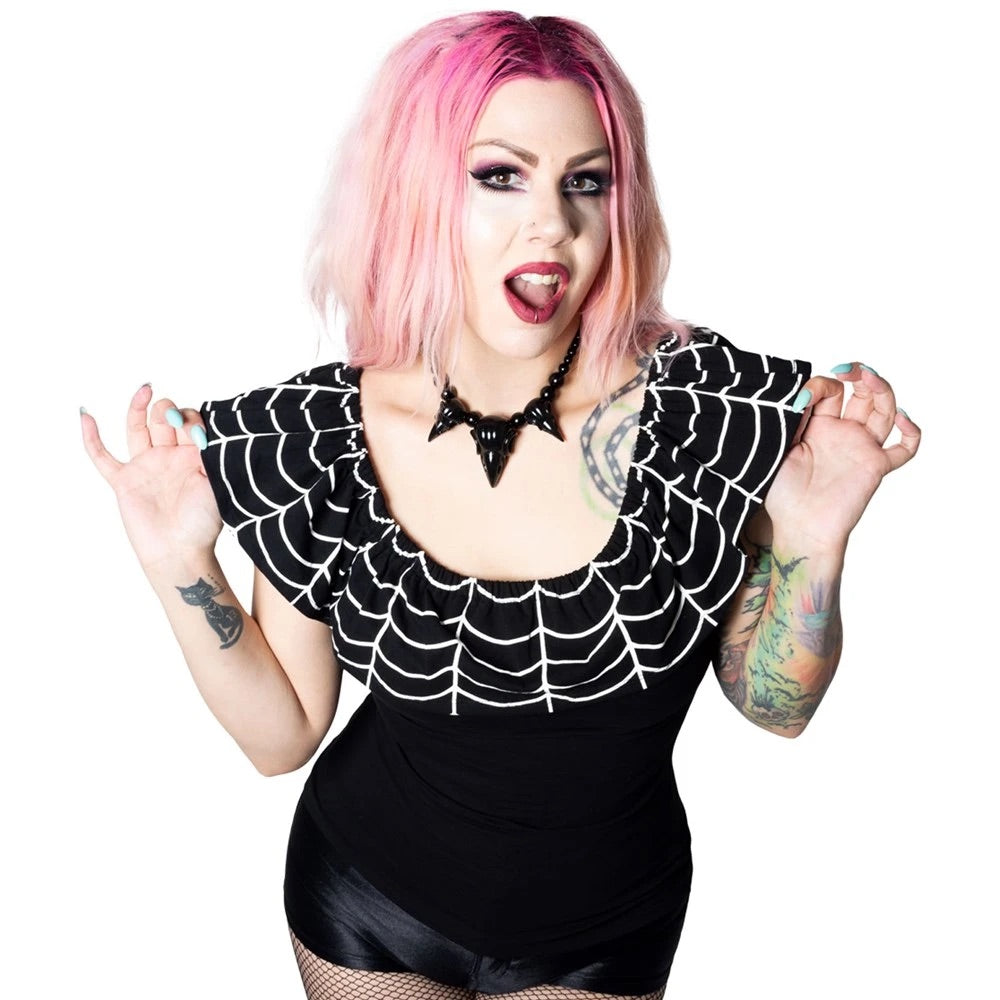 Ruffle Top Spiderweb White