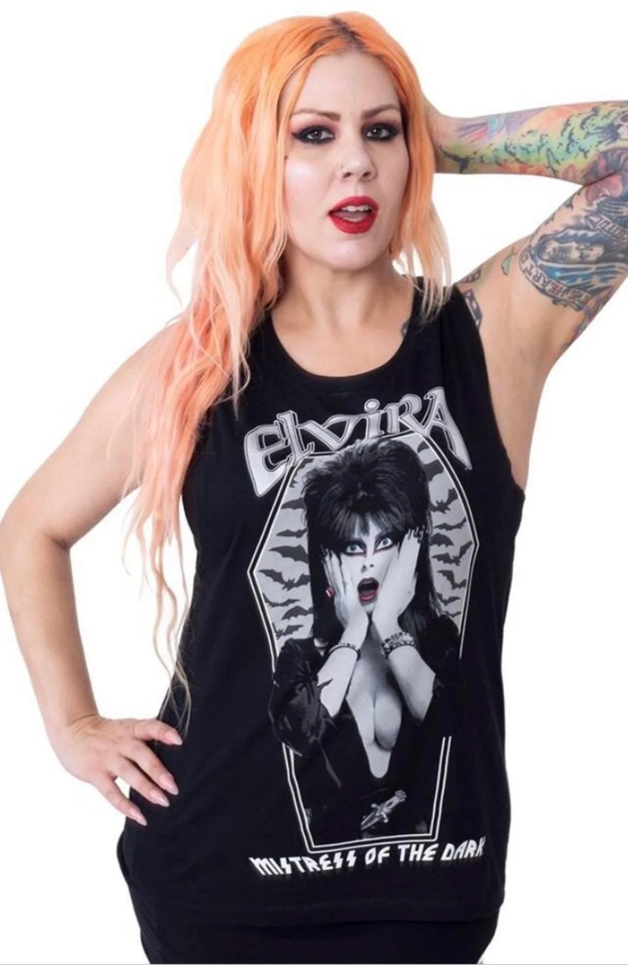 Elvira Bat coffin sleeveless Girls Tee