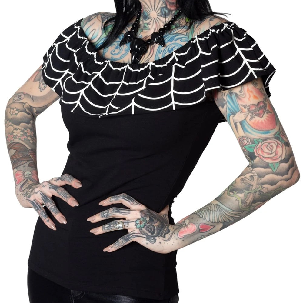 Ruffle Top Spiderweb White