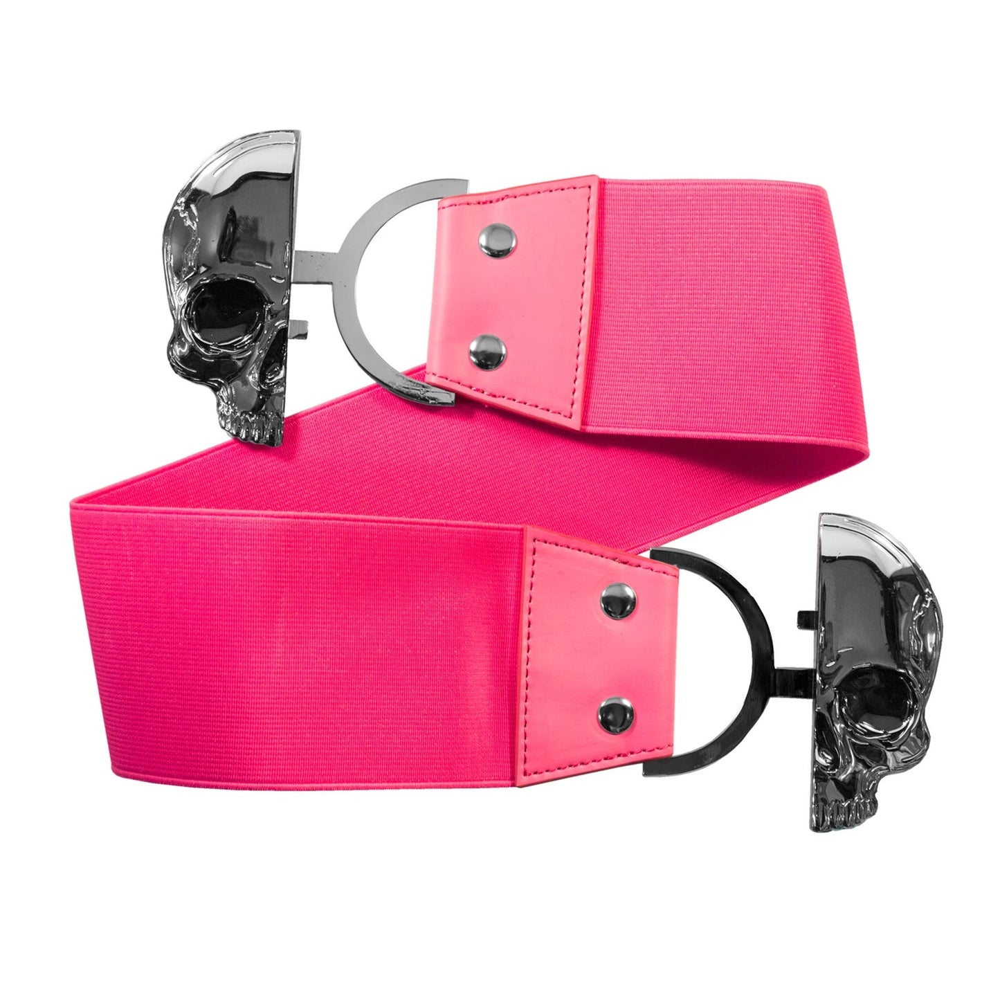 Elastic Waist Belt Skull Pink