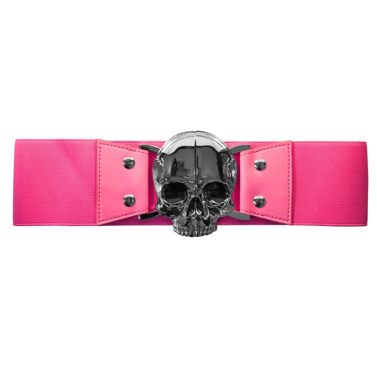 Elastic Waist Belt Skull Pink