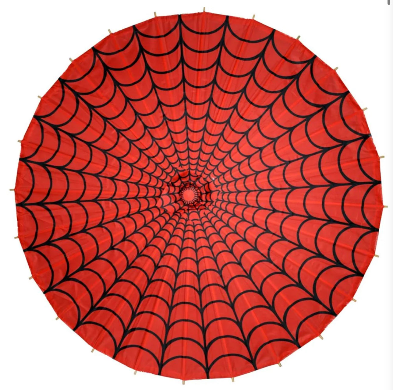 Spiderweb Red and Black Fabric Parasol