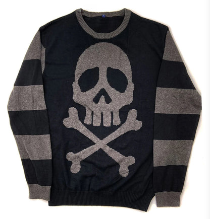 Harlock Skull Grey Striped Sweater